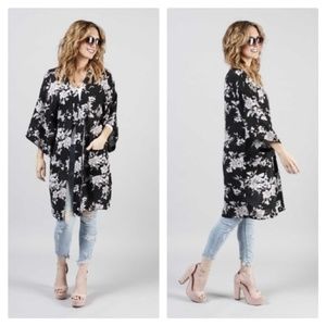 SPIRITUAL GANGSTER Maya Kimono Black Floral Robe